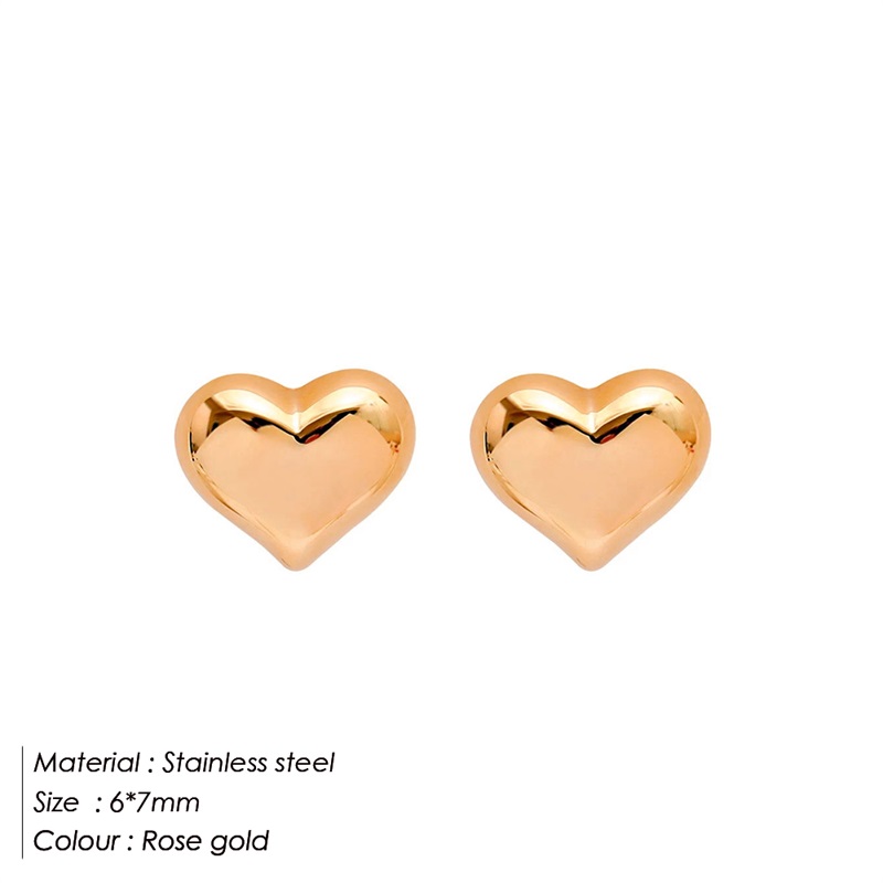 Simple Style Heart Shape Stainless Steel Ear Studs 1 Pair display picture 7