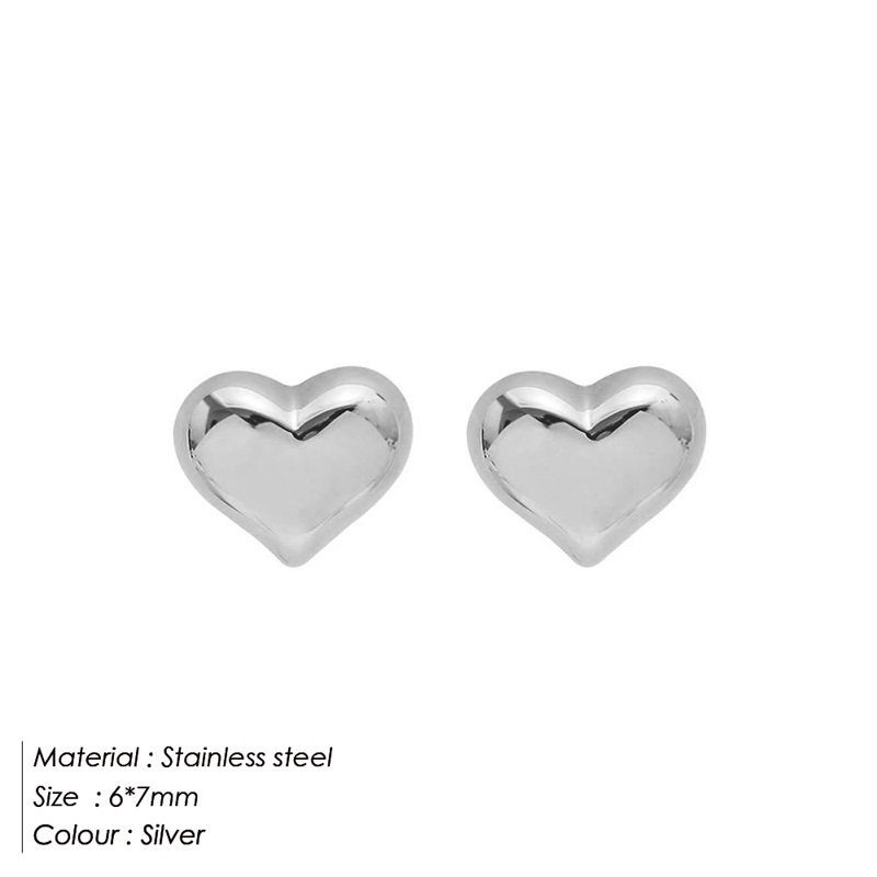 Simple Style Heart Shape Stainless Steel Ear Studs 1 Pair display picture 9