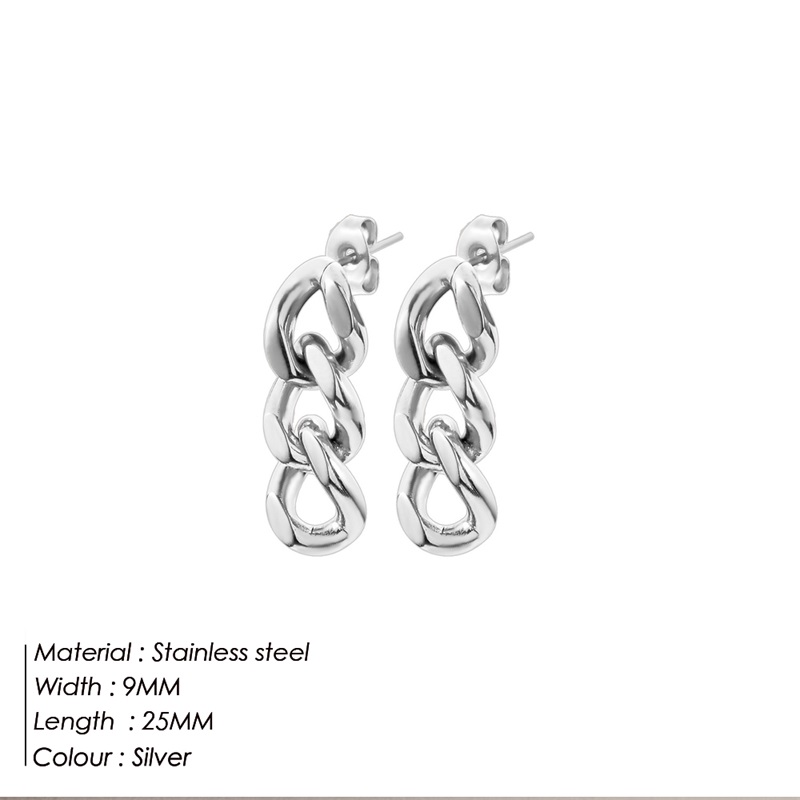1 Pair Fashion Solid Color Plating Chain Hollow Out Stainless Steel Drop Earrings display picture 9