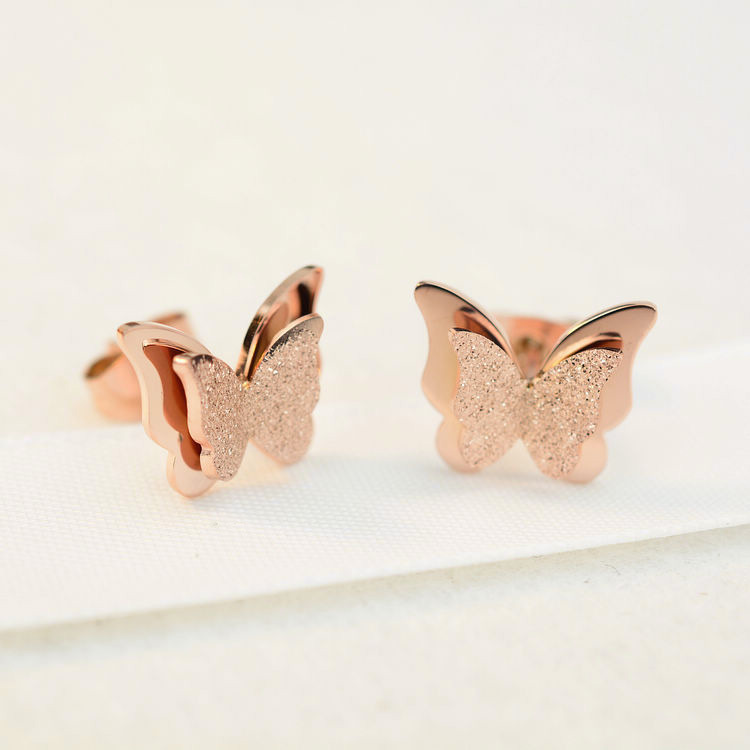 Fashion Butterfly Titanium Steel Plating Ear Studs 1 Pair display picture 3