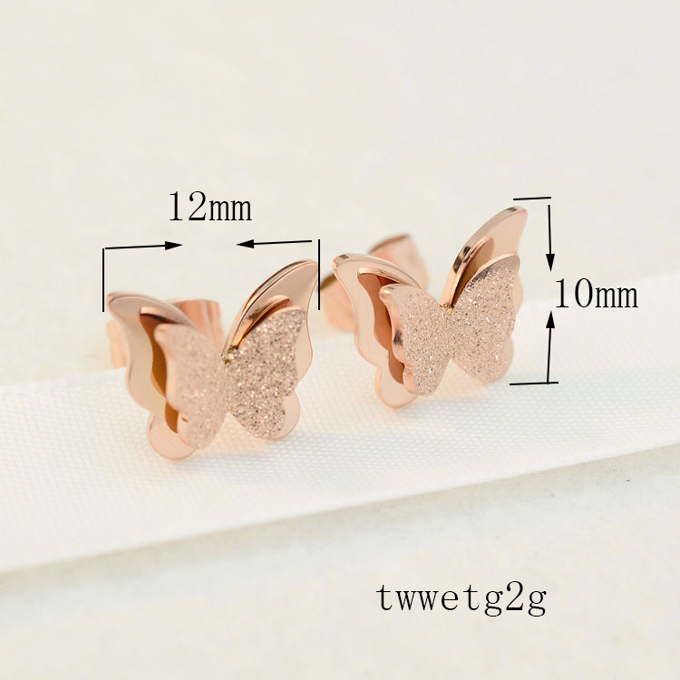 Fashion Butterfly Titanium Steel Plating Ear Studs 1 Pair display picture 6