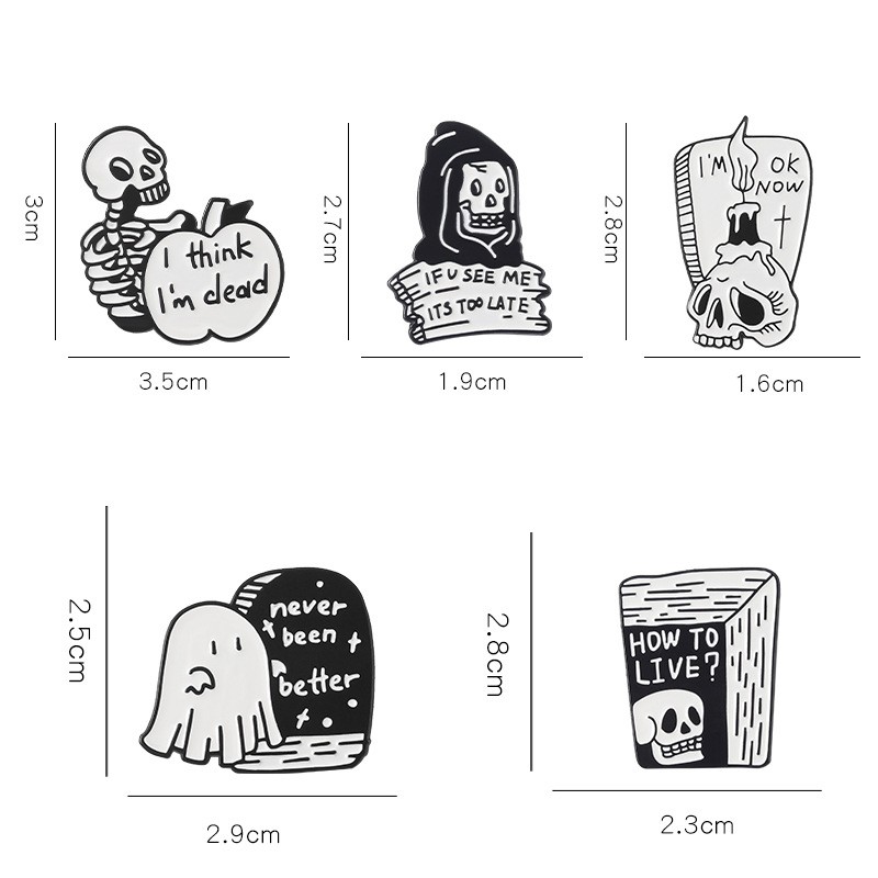 Funny Ghost Alloy Asymmetrical Enamel Unisex Brooches display picture 5