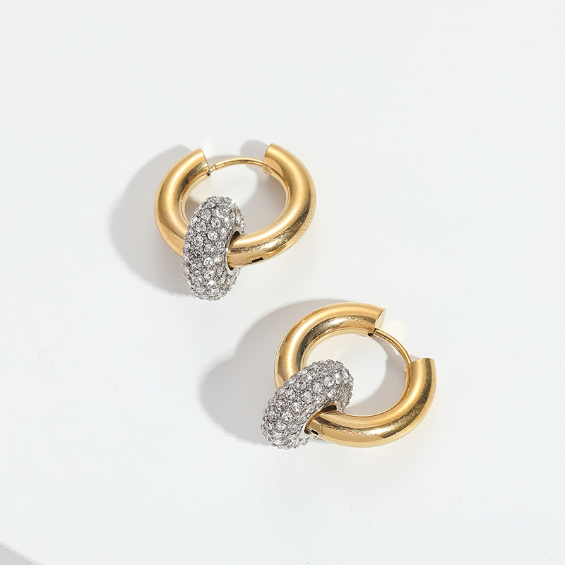 Mode Rond Le Cuivre Plaqué Or Zircon Boucles D'oreilles Cerceau 1 Paire display picture 6