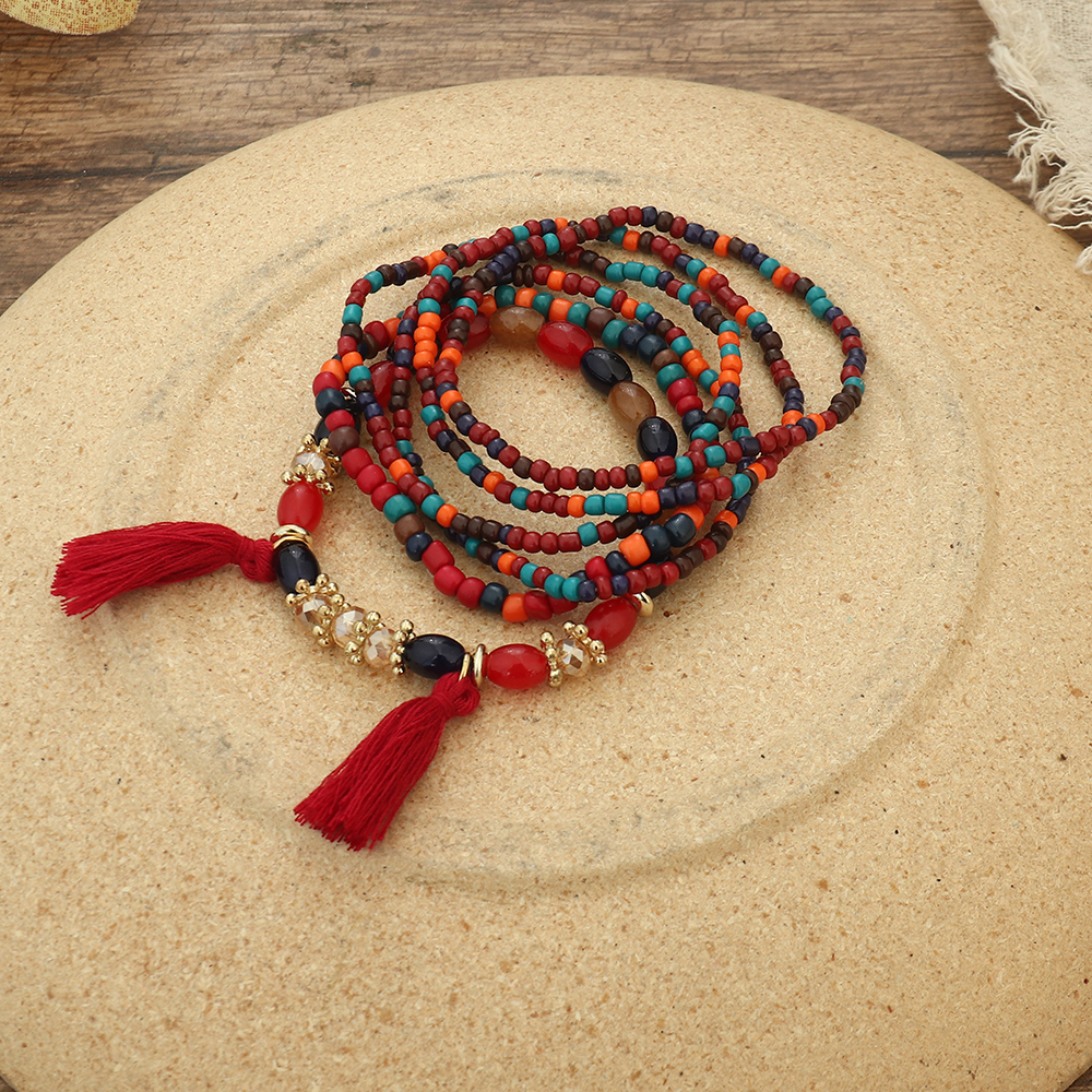 Retro Multicolor Glass Beads Beaded Women's Bracelets 1 Set display picture 2