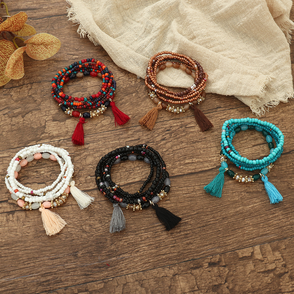 Retro Multicolor Glass Beads Beaded Women's Bracelets 1 Set display picture 8