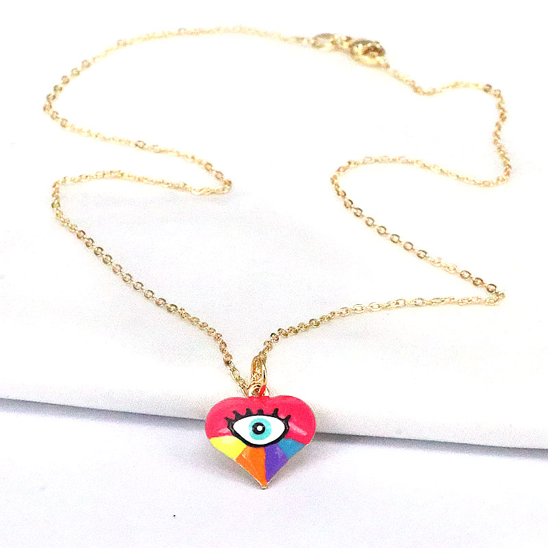 Fashion Devil's Eye Heart Shape Gold Plated Plating Women's Pendant Necklace 1 Piece display picture 3