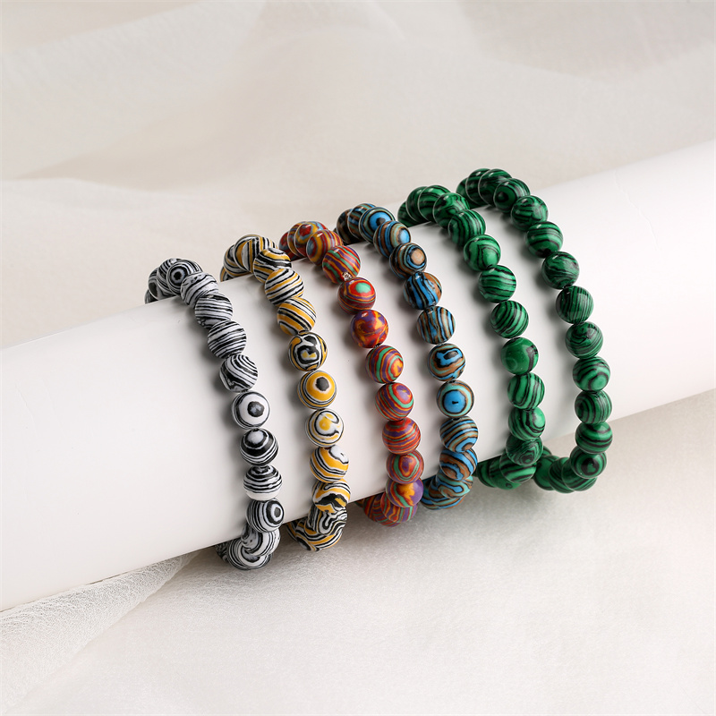 Retro Round Beaded Natural Stone Bracelets display picture 12