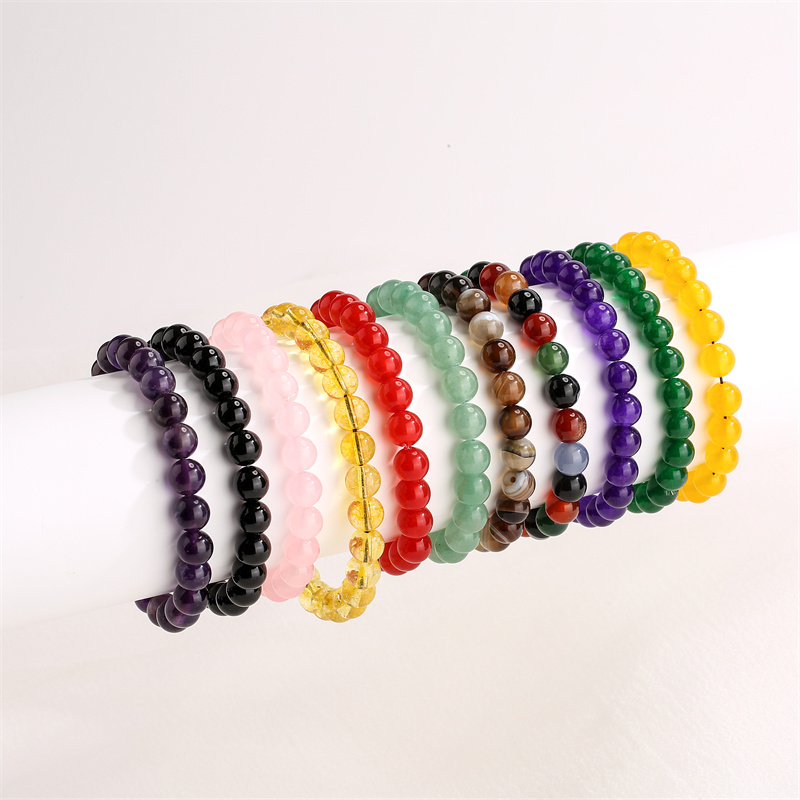 Retro Solid Color Beaded Natural Stone Bracelets display picture 2