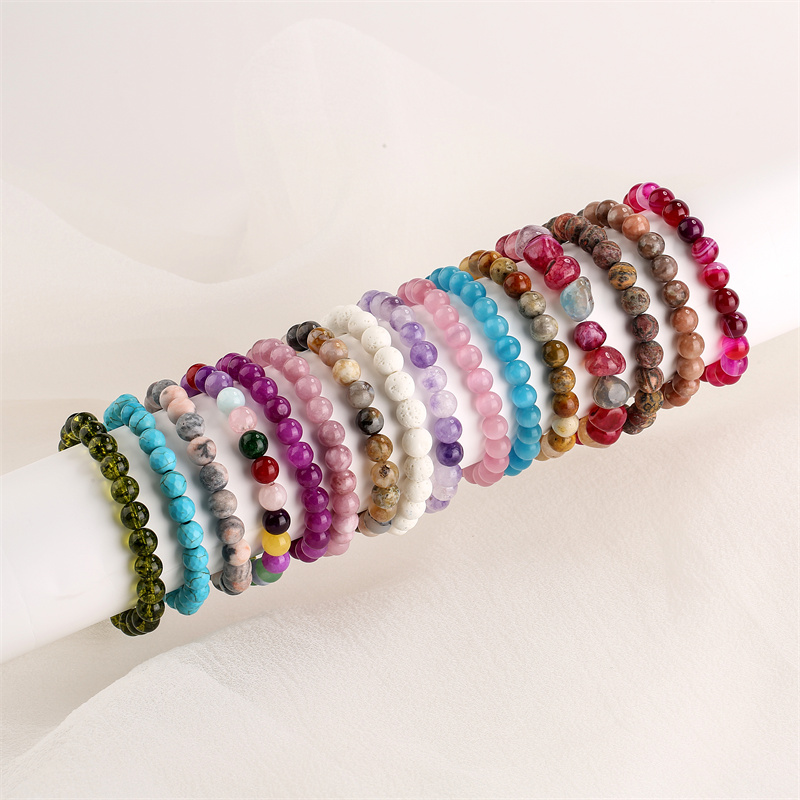 Retro Solid Color Beaded Natural Stone Bracelets display picture 3