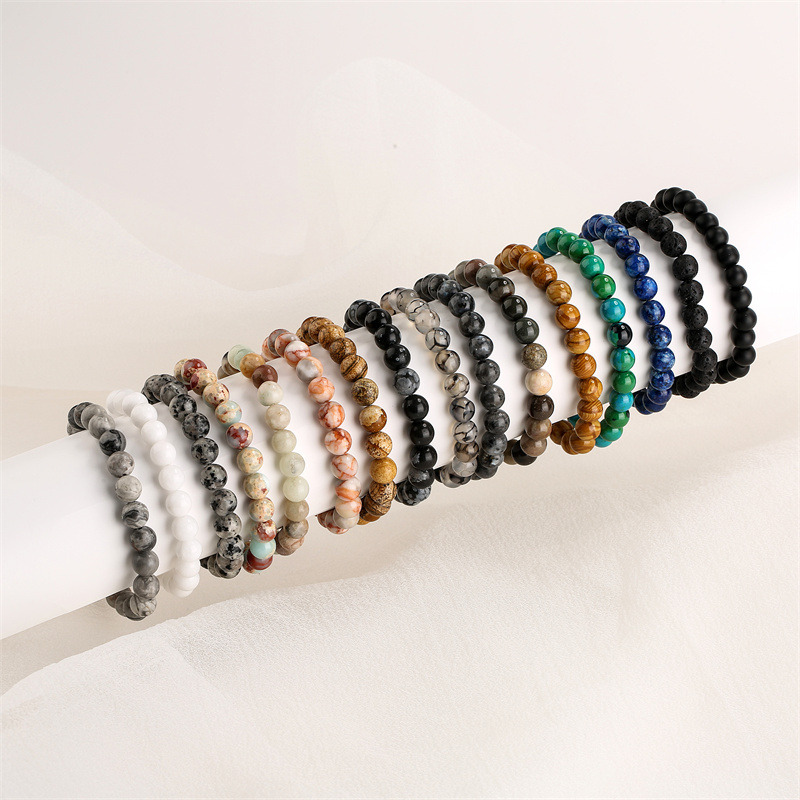 Retro Round Beaded Natural Stone Bracelets display picture 2
