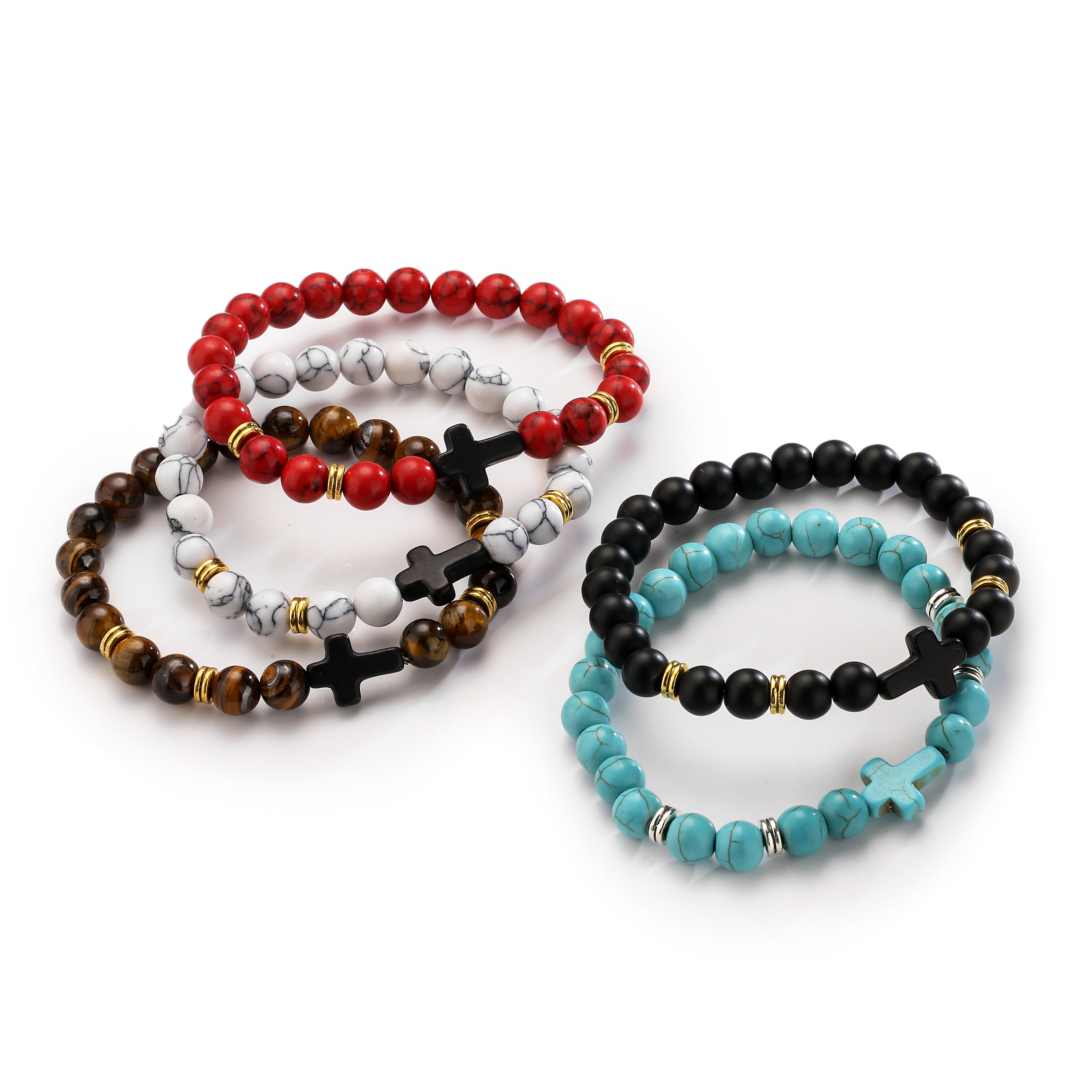 Retro Cross Beaded Natural Stone Bracelets display picture 3