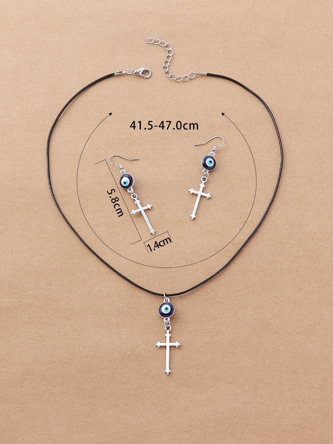 Fashion Cross Eye Stainless Steel Resin Enamel Earrings Necklace display picture 3