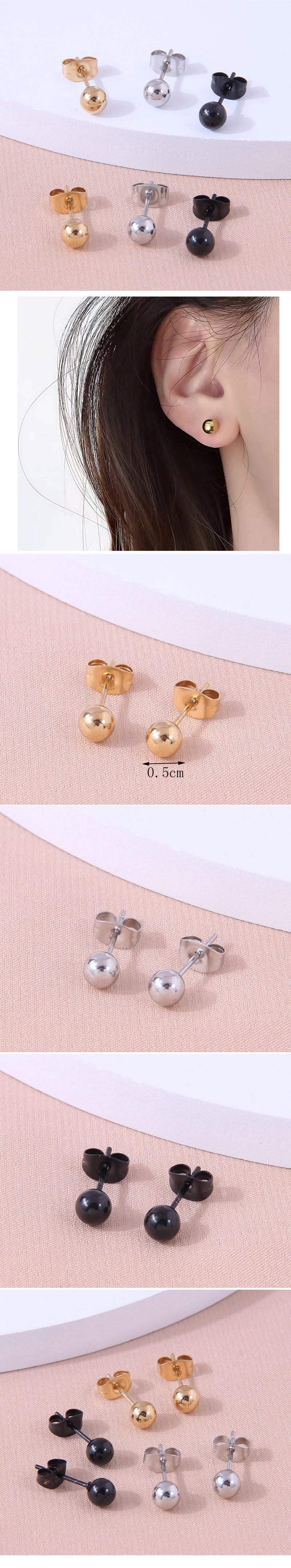 1 Pair Fashion Ball Plating Stainless Steel Ear Studs display picture 1