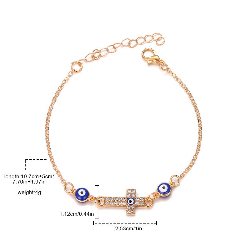 Fashion Cross Devil's Eye Alloy Inlay Artificial Gemstones Women's Bracelets 1 Piece display picture 2