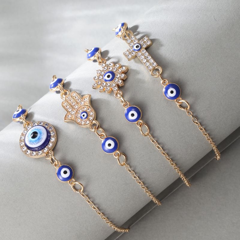 Fashion Cross Devil's Eye Alloy Inlay Artificial Gemstones Women's Bracelets 1 Piece display picture 5