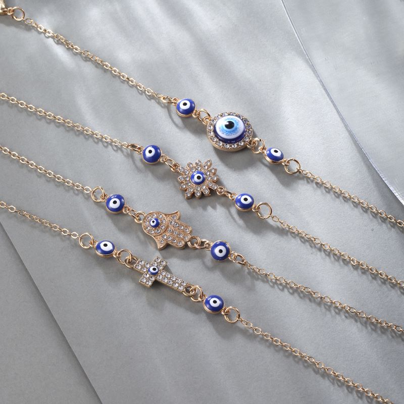 Fashion Cross Devil's Eye Alloy Inlay Artificial Gemstones Women's Bracelets 1 Piece display picture 6