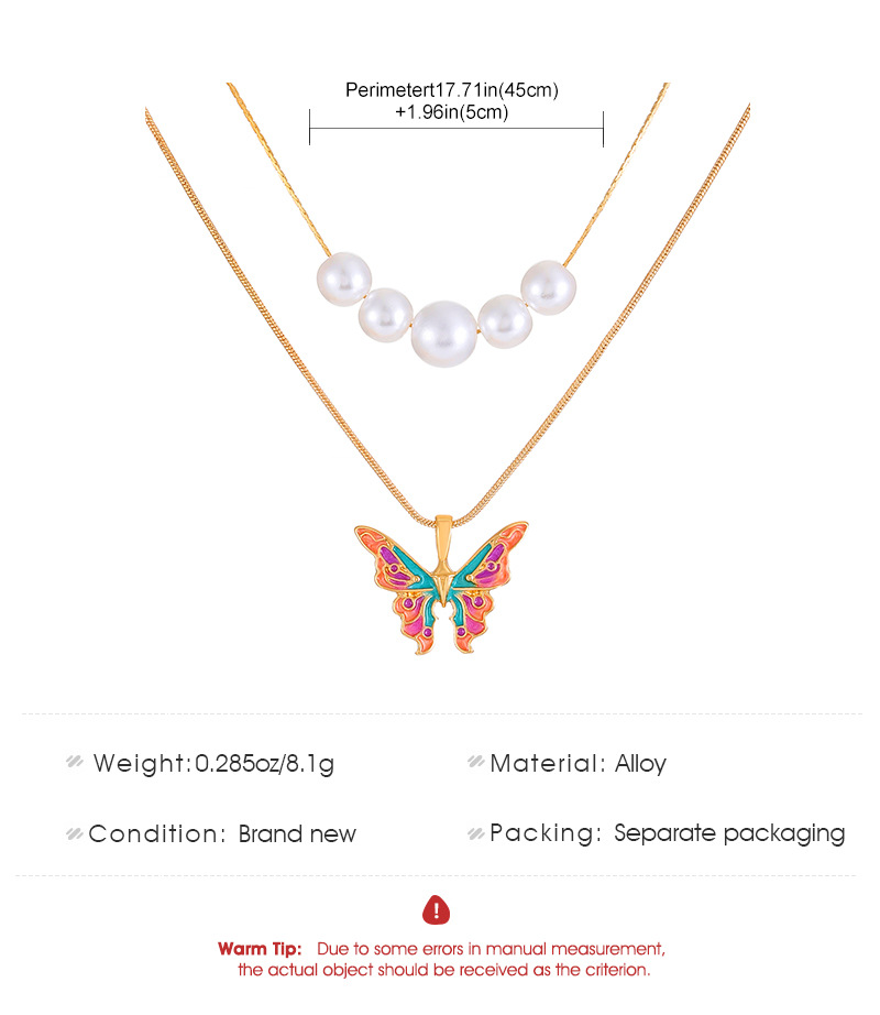 Fashion Butterfly Alloy Enamel Plating Artificial Pearls Women's Layered Necklaces 1 Piece display picture 1