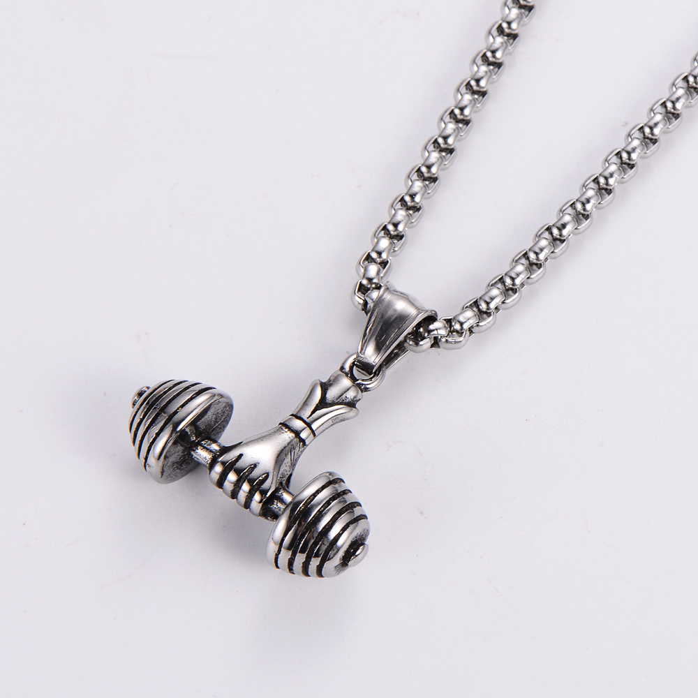 Hip-hop Dumbbell Stainless Steel Plating Pendant Necklace 1 Piece display picture 2