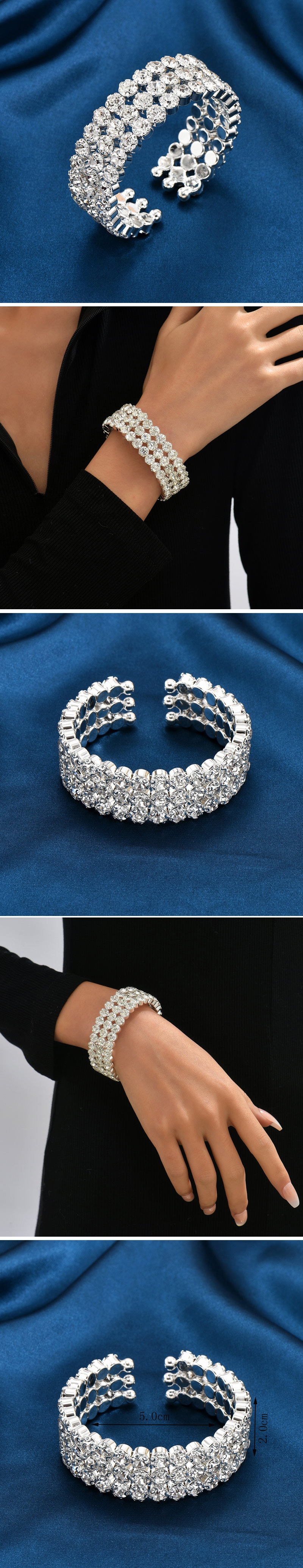 Moda Color Sólido Aleación Embutido Diamante Artificial Mujeres Brazalete 1 Pieza display picture 1