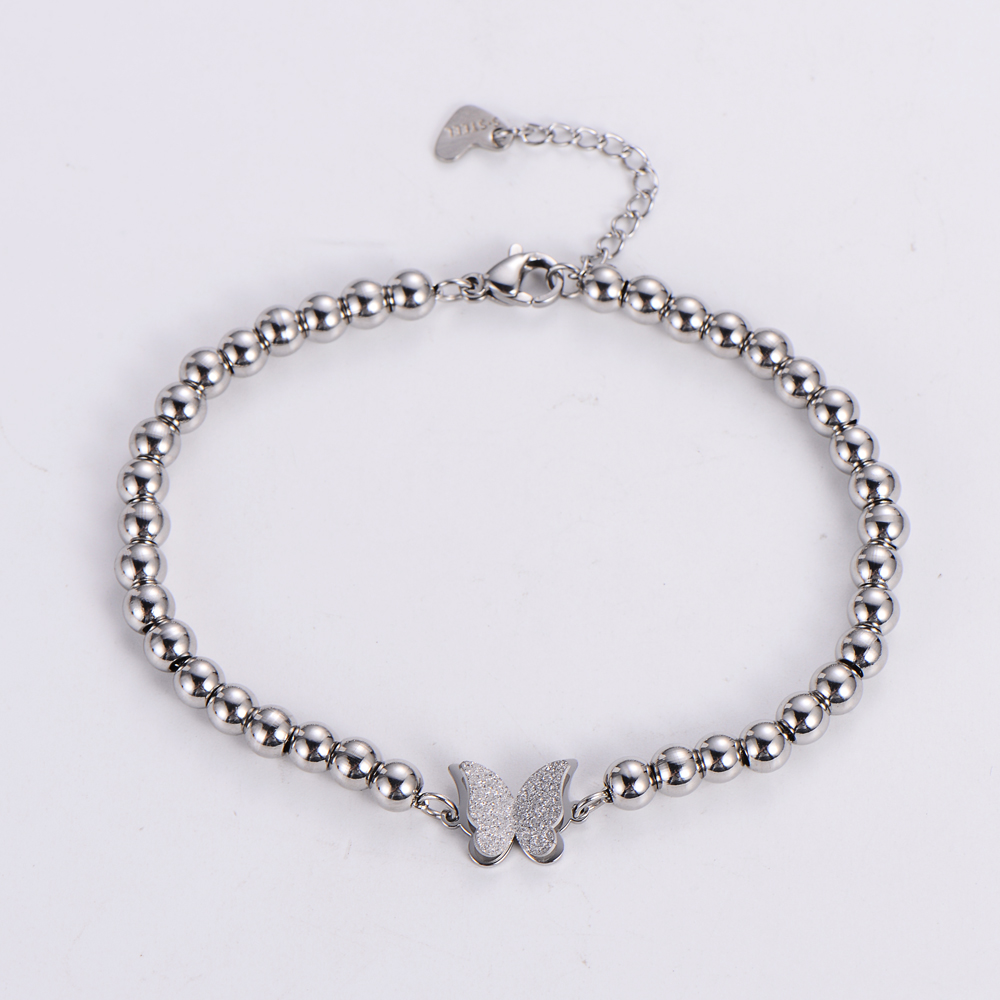 Fashion Butterfly Stainless Steel Beaded Plating Bracelets 1 Piece display picture 3