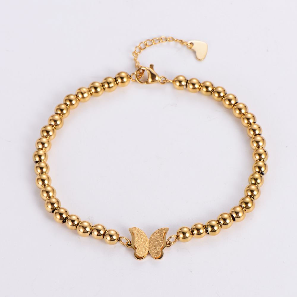 Fashion Butterfly Stainless Steel Beaded Plating Bracelets 1 Piece display picture 6
