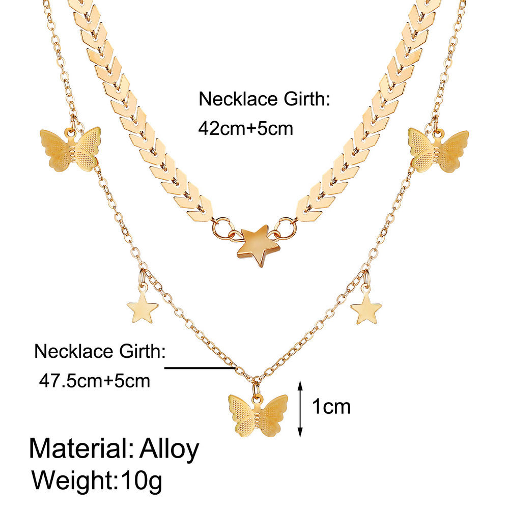 Fashion Star Butterfly Alloy Birthday Women's Layered Necklaces 1 Piece display picture 1