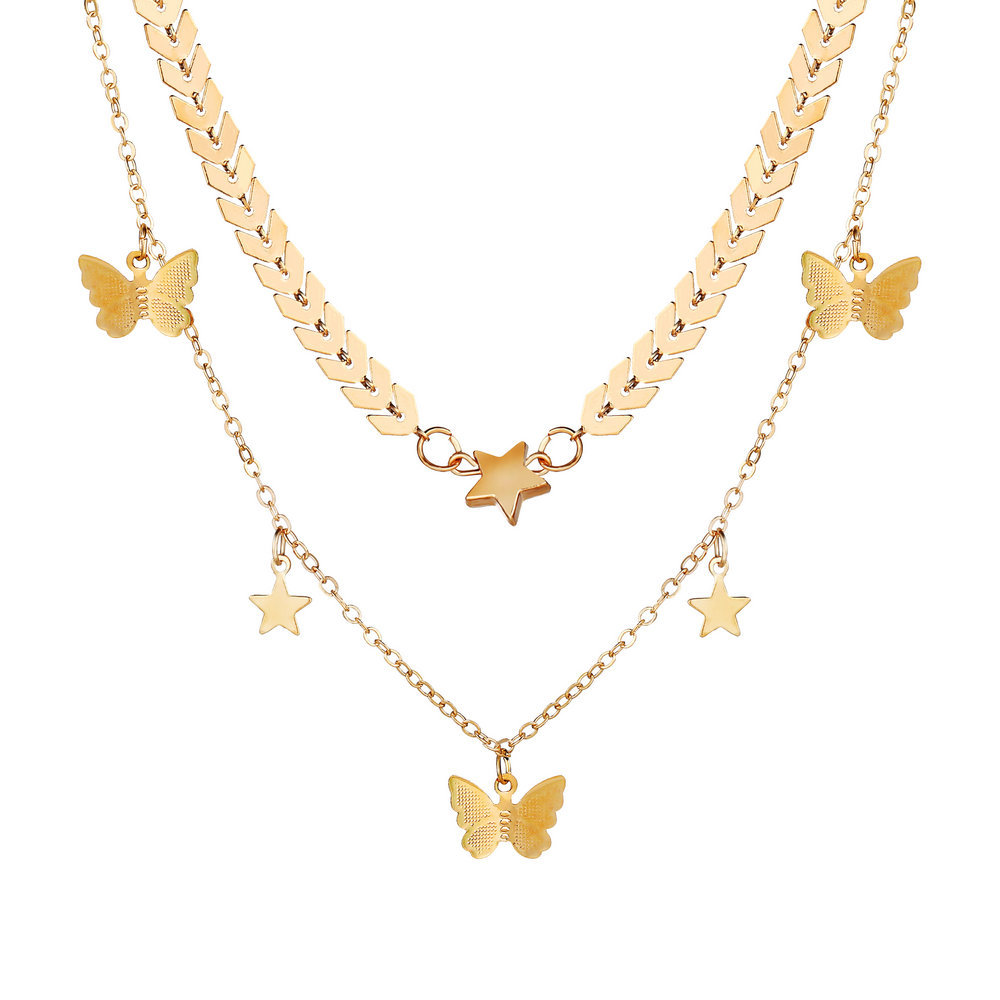 Fashion Star Butterfly Alloy Birthday Women's Layered Necklaces 1 Piece display picture 9