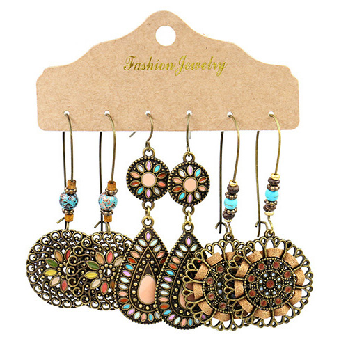 Ethnic Style Color Block Water Droplets Alloy Enamel Turquoise Women's Drop Earrings 1 Pair display picture 3