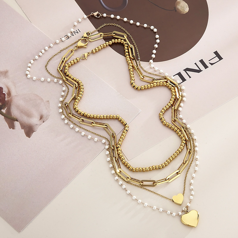 Luxurious Heart Shape Stainless Steel Plating Layered Necklaces display picture 10