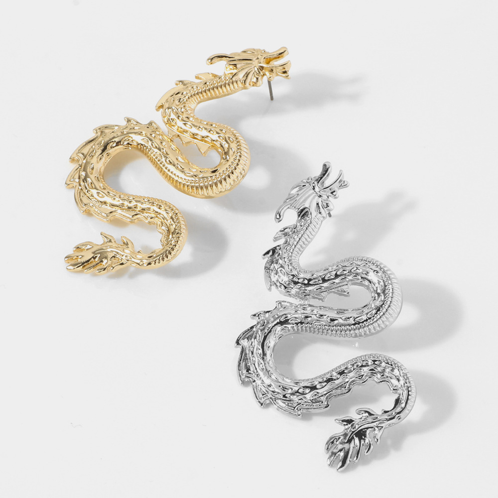Casual Snake Dragon Alloy Plating Inlay Rhinestones Women's Drop Earrings Ear Clips 1 Pair display picture 2
