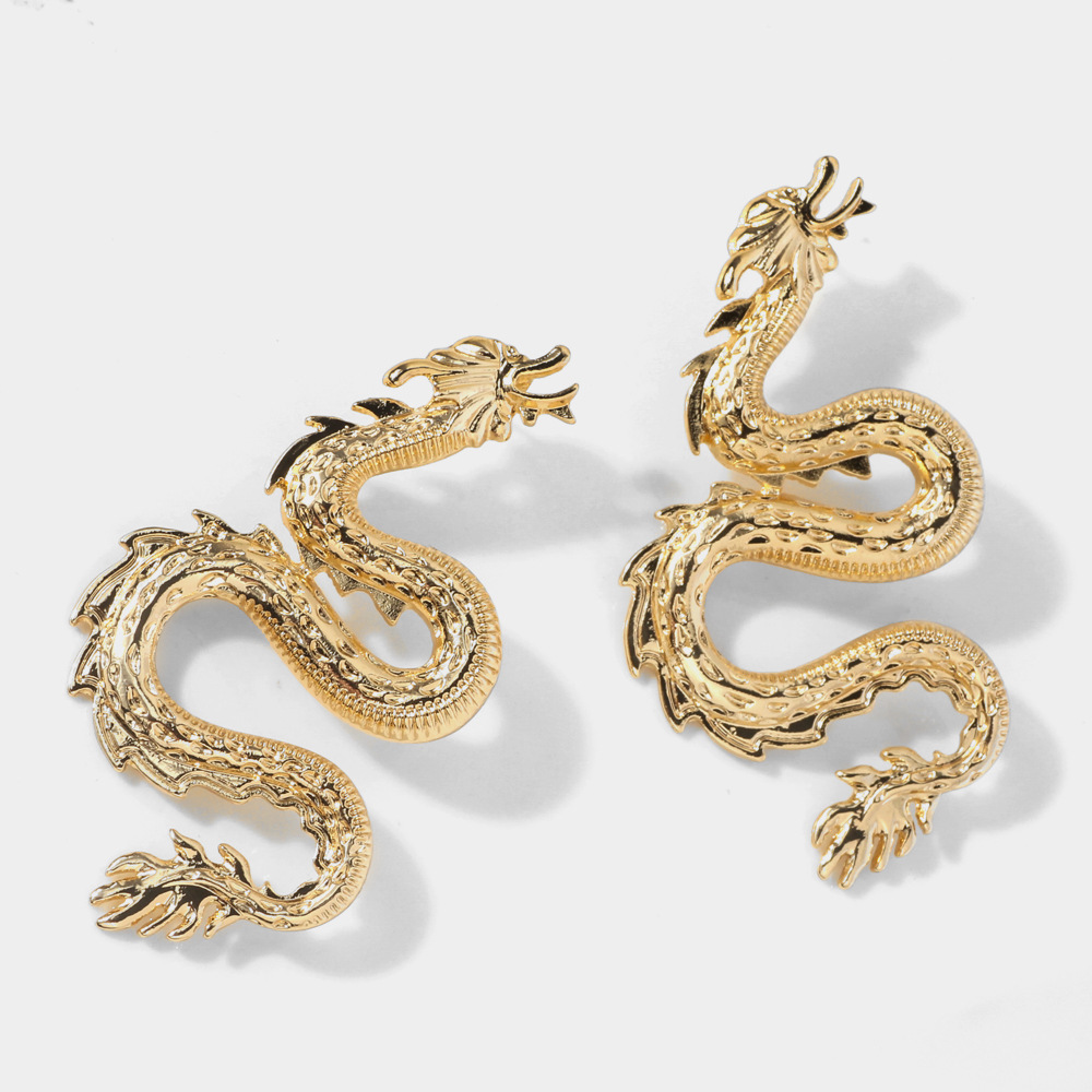 Casual Snake Dragon Alloy Plating Inlay Rhinestones Women's Drop Earrings Ear Clips 1 Pair display picture 3