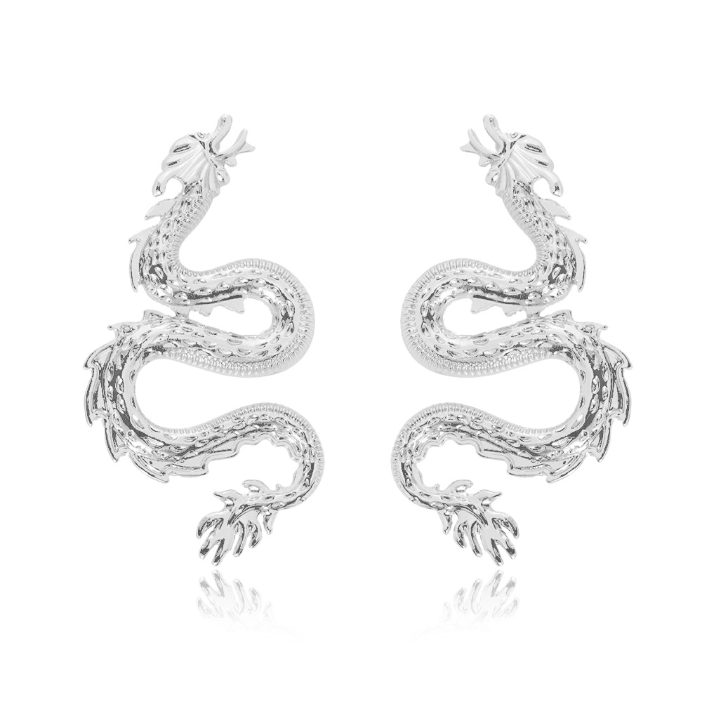 Casual Snake Dragon Alloy Plating Inlay Rhinestones Women's Drop Earrings Ear Clips 1 Pair display picture 4
