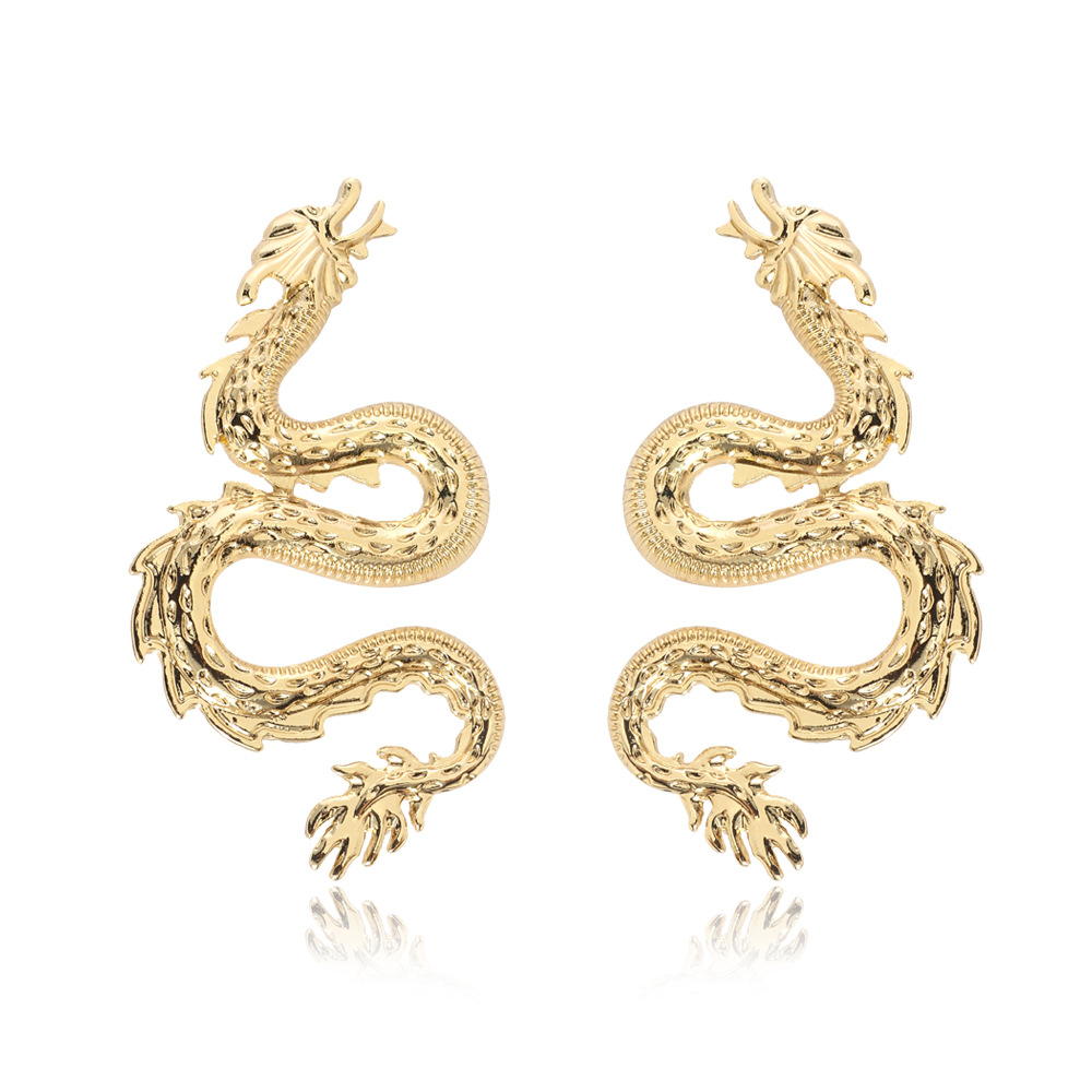 Casual Snake Dragon Alloy Plating Inlay Rhinestones Women's Drop Earrings Ear Clips 1 Pair display picture 5