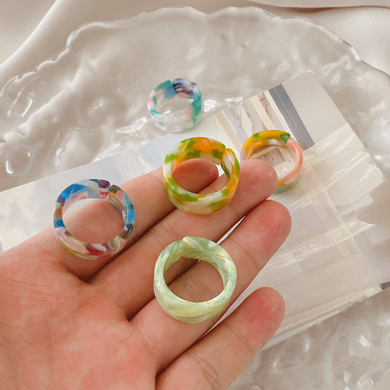 Fashion Marble Resin Women's Rings 1 Set display picture 2