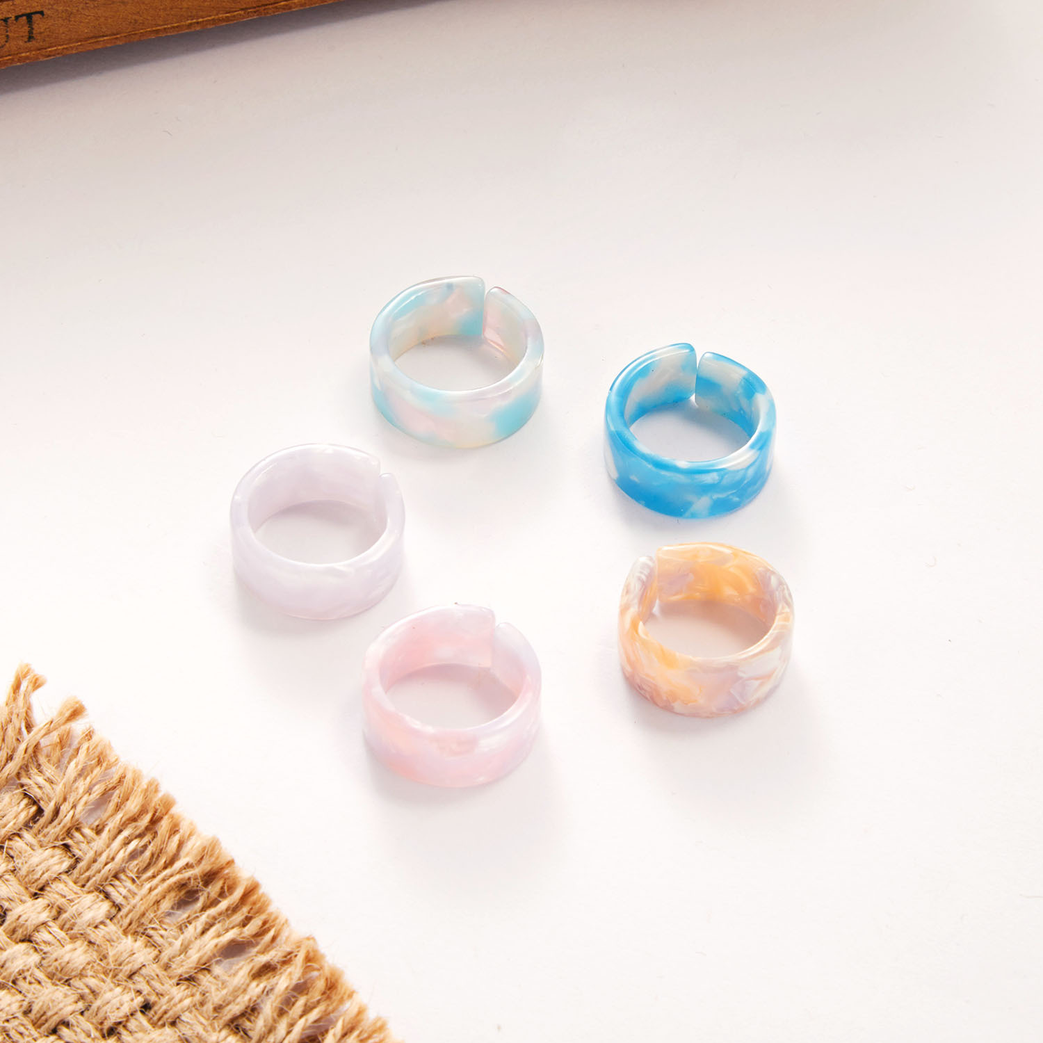 Fashion Marble Resin Women's Rings 1 Set display picture 16