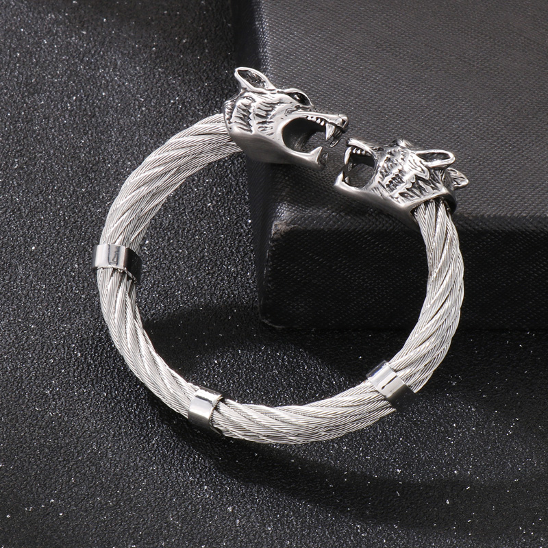 Hip-hop Wolf Stainless Steel Plating Bangle 1 Piece display picture 6