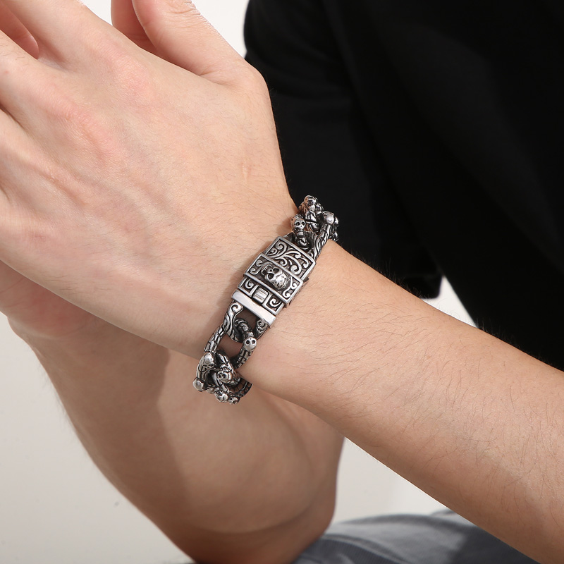 Hip-hop Skull Stainless Steel Bracelets 1 Piece display picture 3