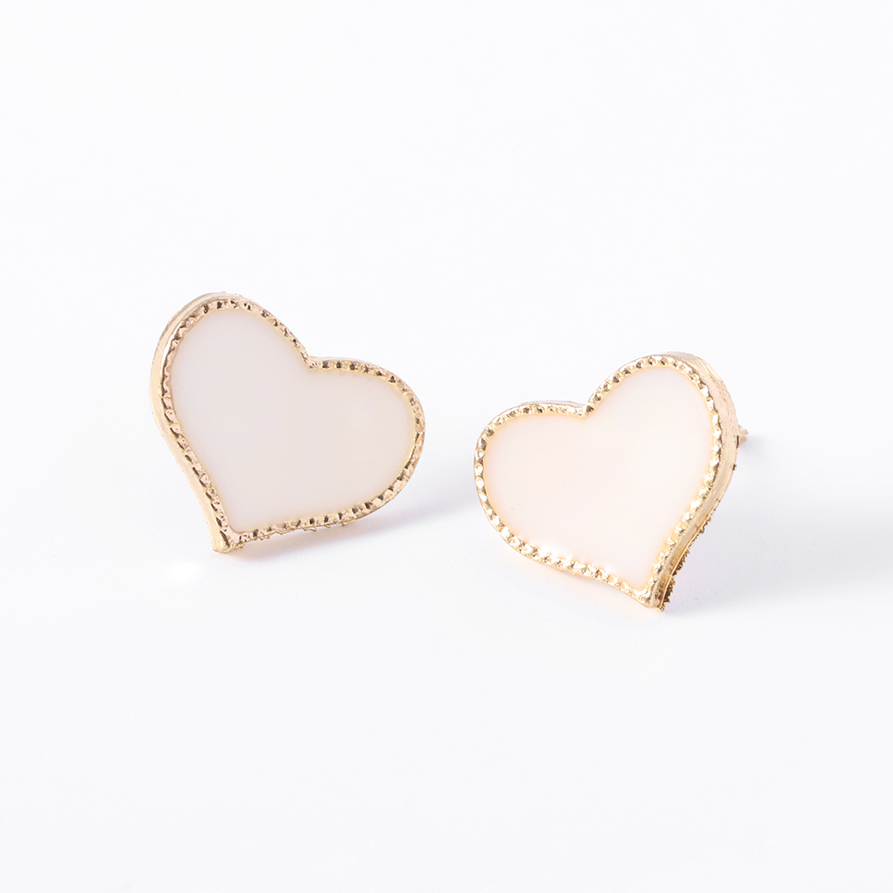 1 Pair Sweet Simple Style Classic Style Heart Shape Alloy Enamel Gold Plated Women's Ear Studs display picture 1