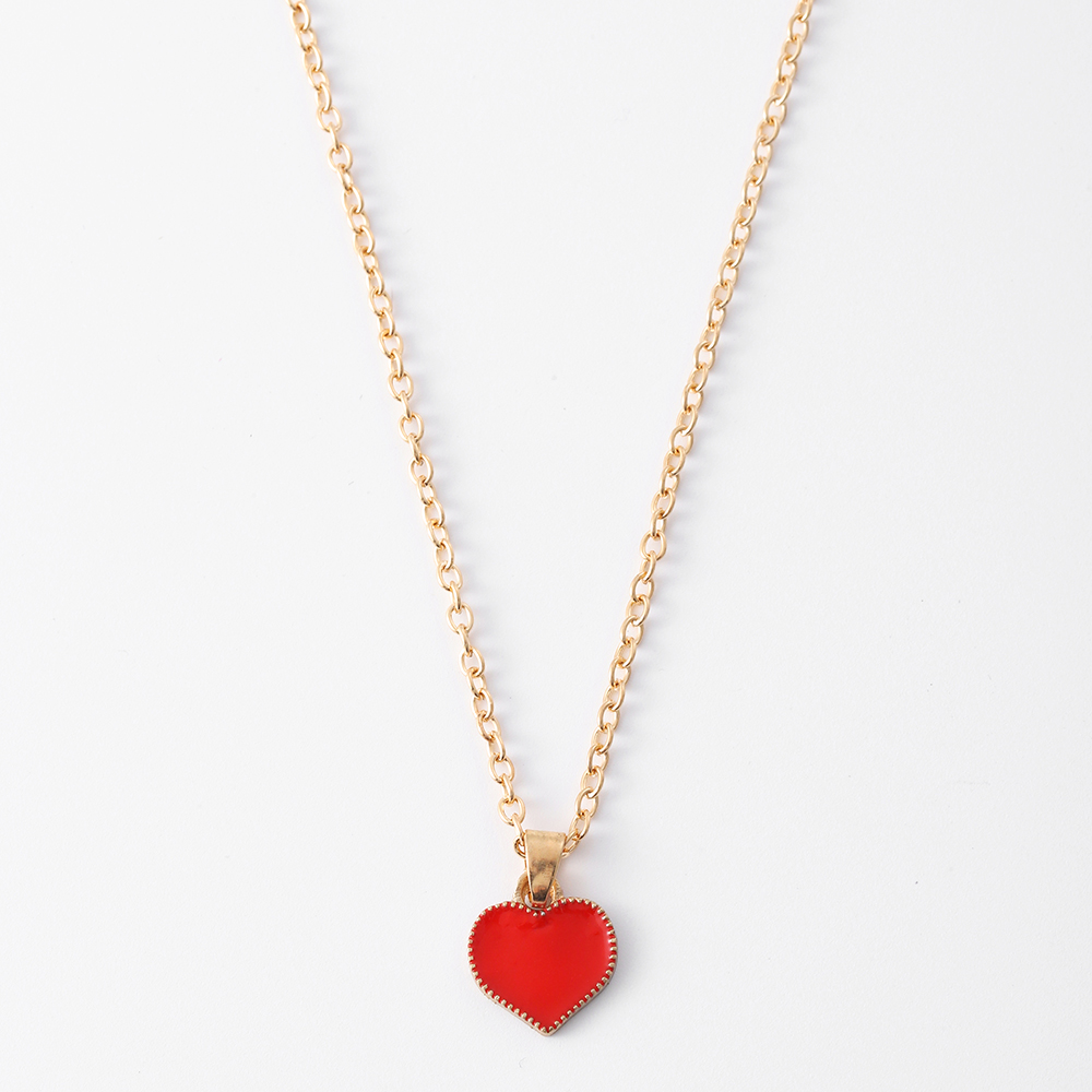 1 Stück Einfacher Stil Herzform Legierung Emaille Überzug Vergoldet Frau Halskette Mit Anhänger display picture 3