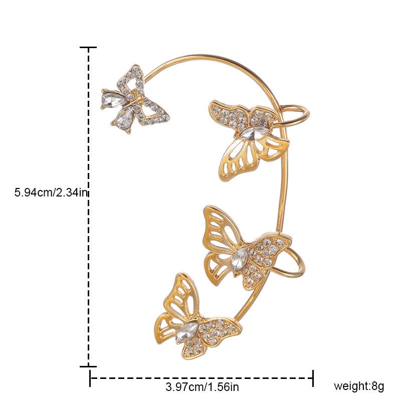 Fairy Style Butterfly Alloy Rhinestone Hollow Out Women's Ear Clips 1 Piece display picture 1