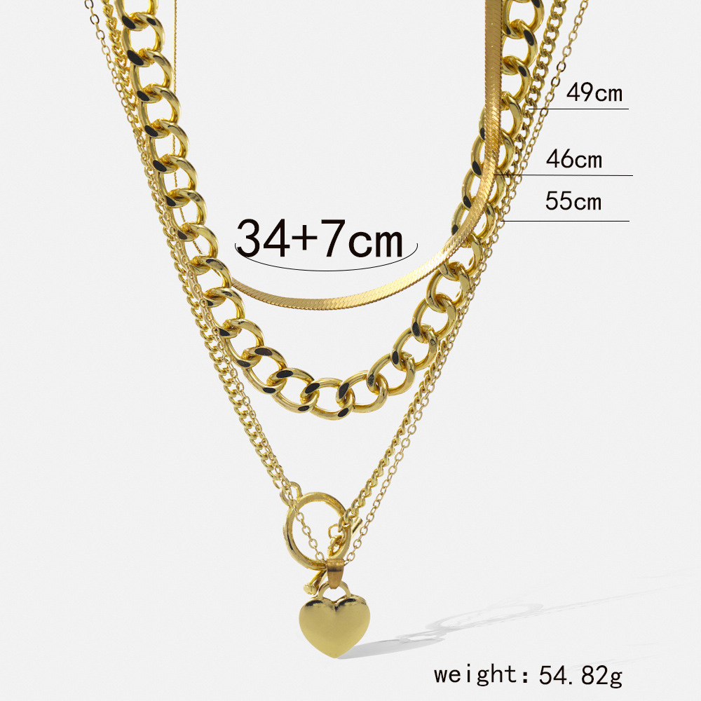 Fashion Heart Shape Lock Alloy Plating Birthday Women's Layered Necklaces 1 Set display picture 10