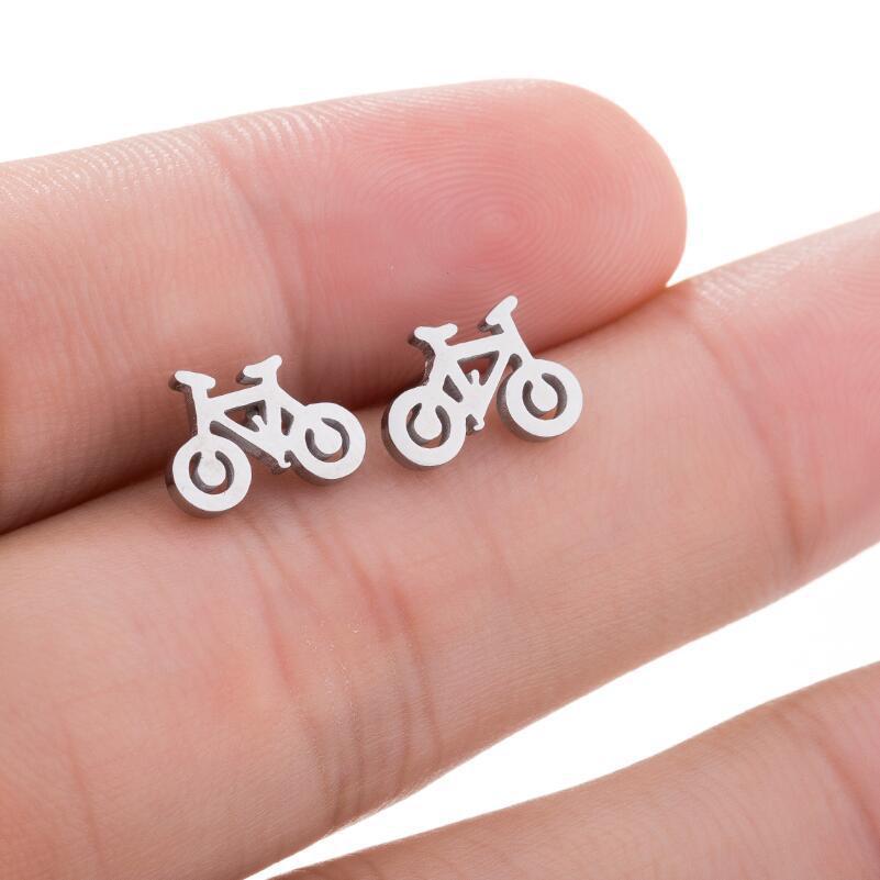 1 Paire Mode Vélo Placage Acier Inoxydable Boucles D'oreilles display picture 5