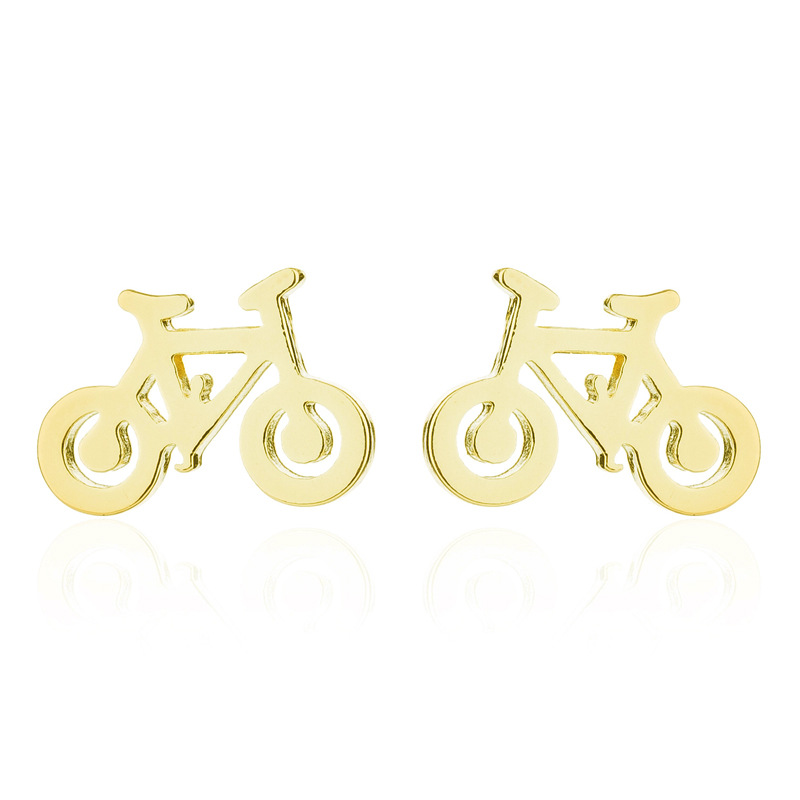 1 Paire Mode Vélo Placage Acier Inoxydable Boucles D'oreilles display picture 2