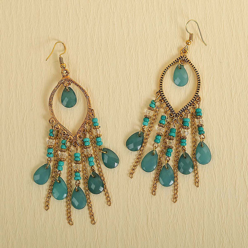 Retro Water Droplets Alloy Tassel Women's Drop Earrings 1 Pair display picture 4