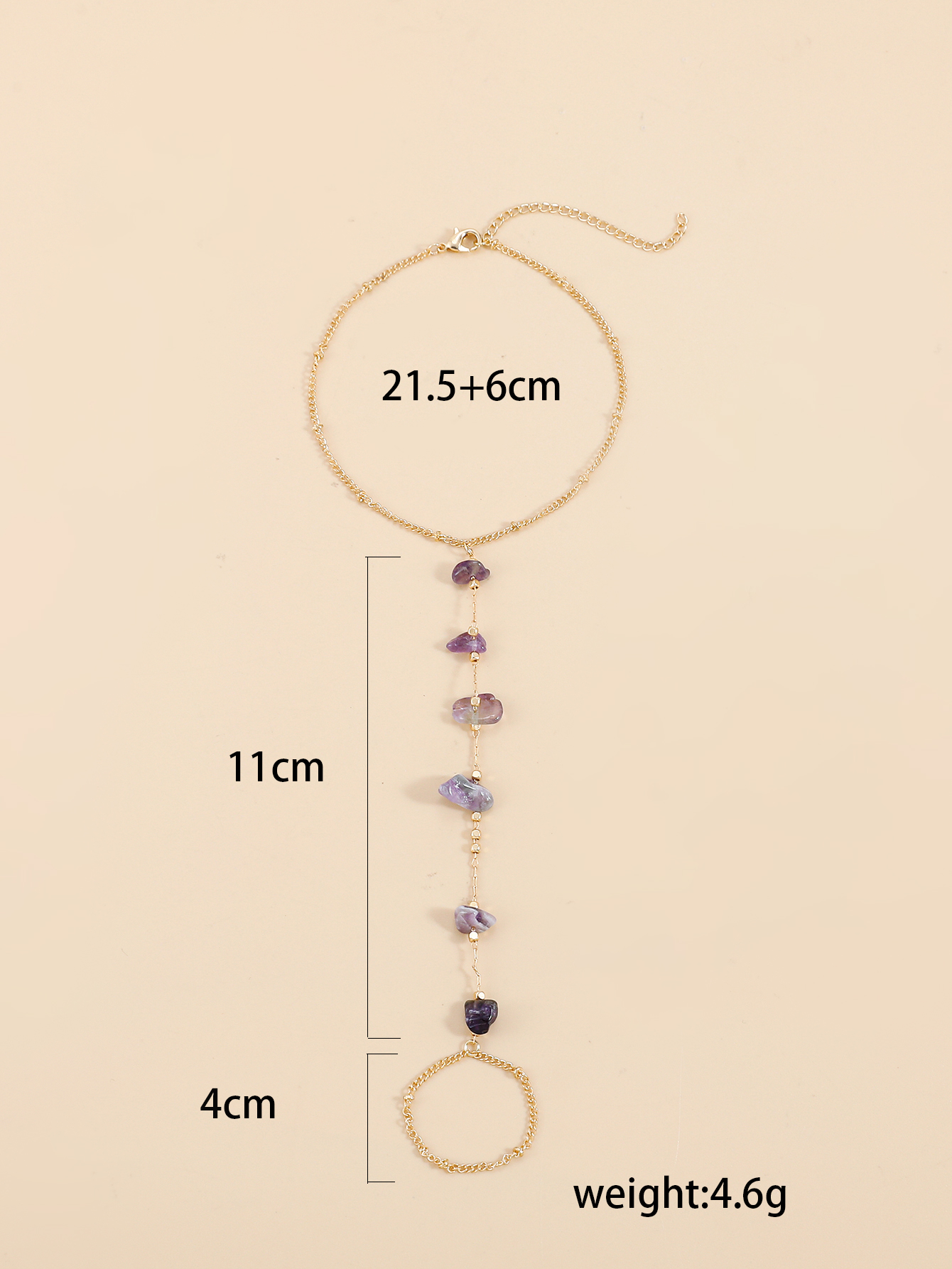 Simple Style Geometric Alloy Plating Natural Stone Women's Anklet 1 Piece display picture 4