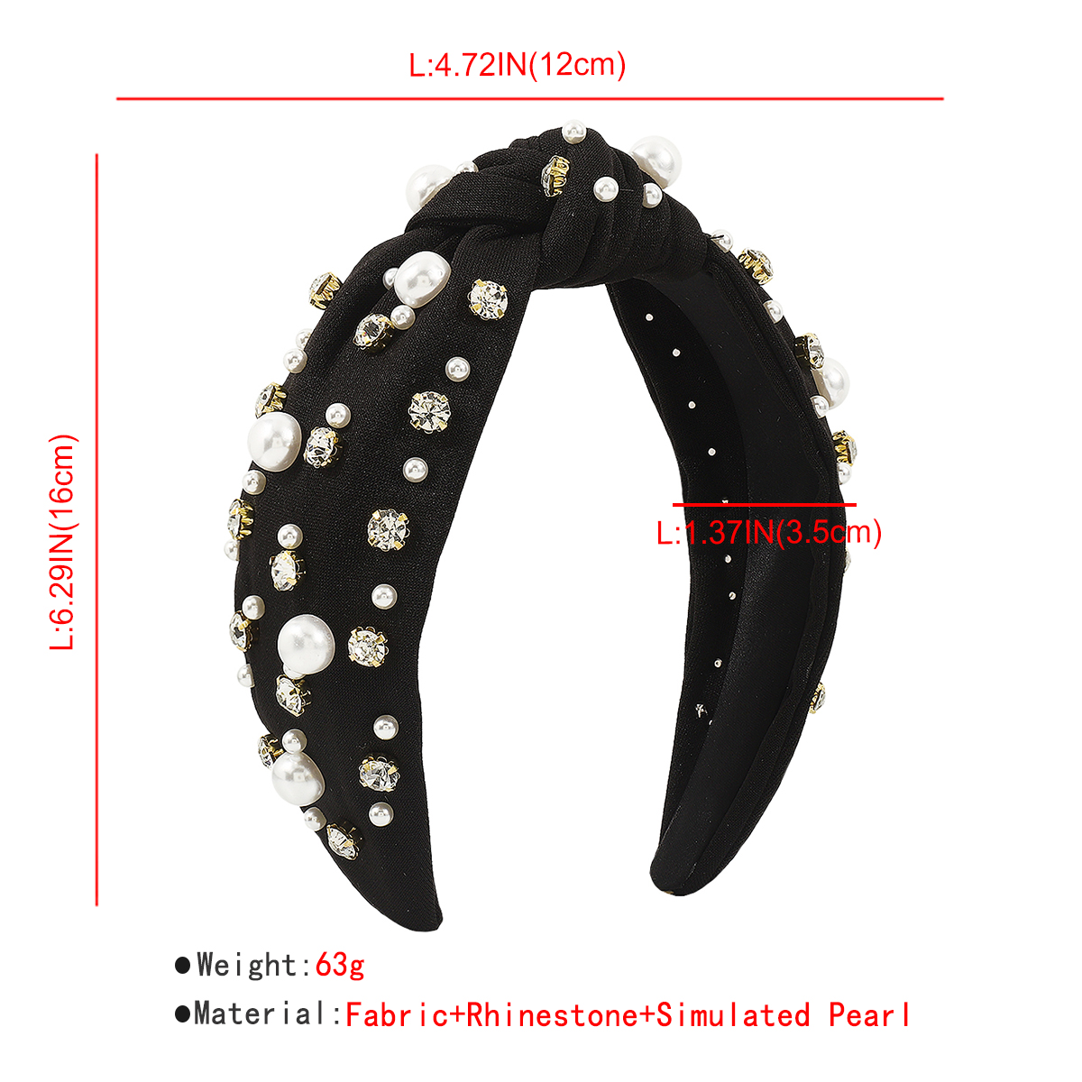 Fashion Bow Knot Cloth Handmade Artificial Pearls Rhinestones Hair Band 1 Piece display picture 1