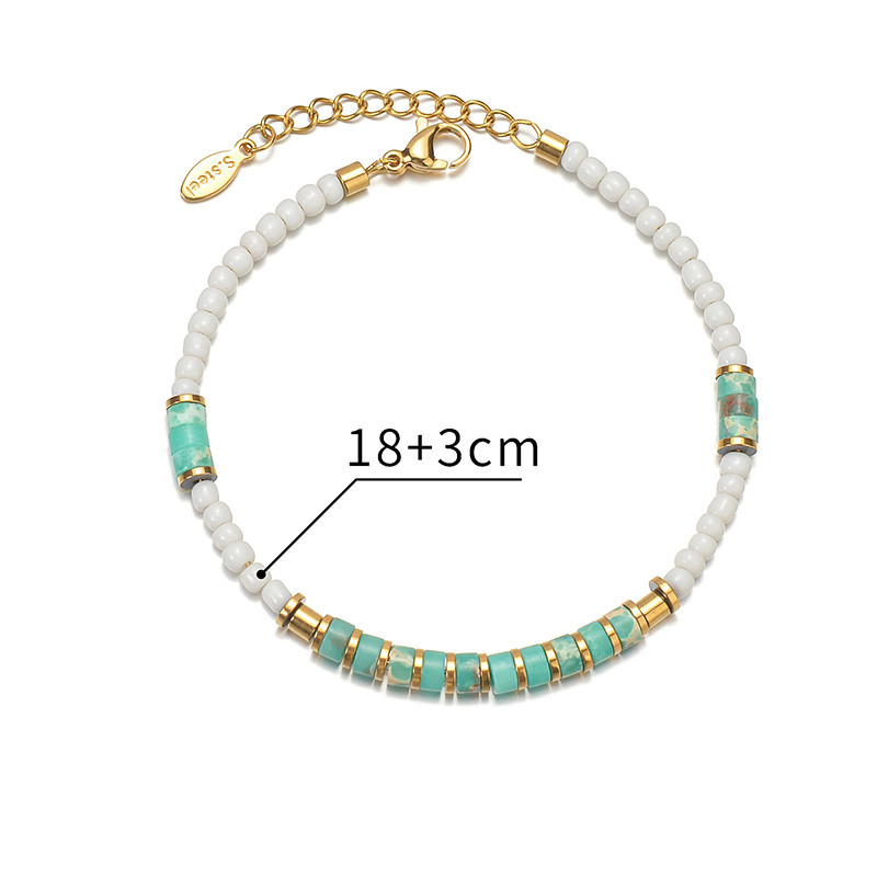 Simple Style Color Block Stainless Steel Beaded Natural Stone Women's Bracelets 1 Piece display picture 5