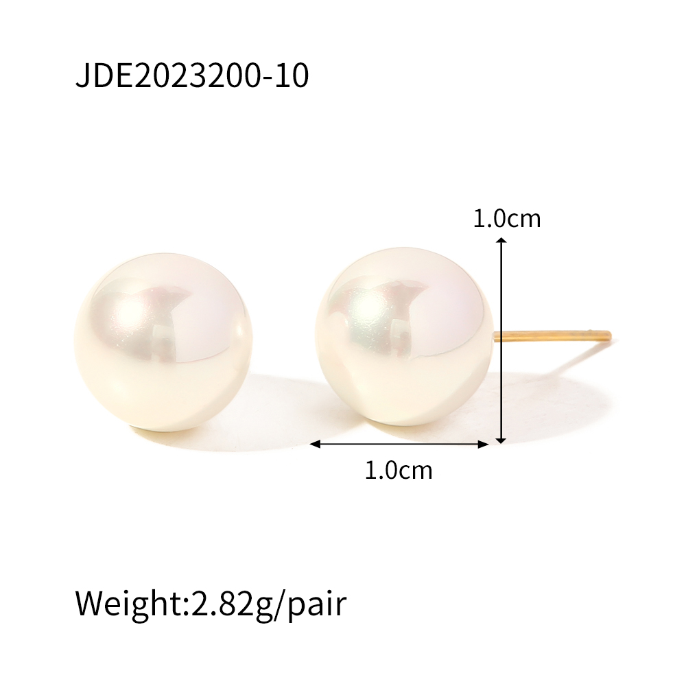 Elegant Round Stainless Steel Inlay Pearl Ear Studs 1 Pair display picture 10