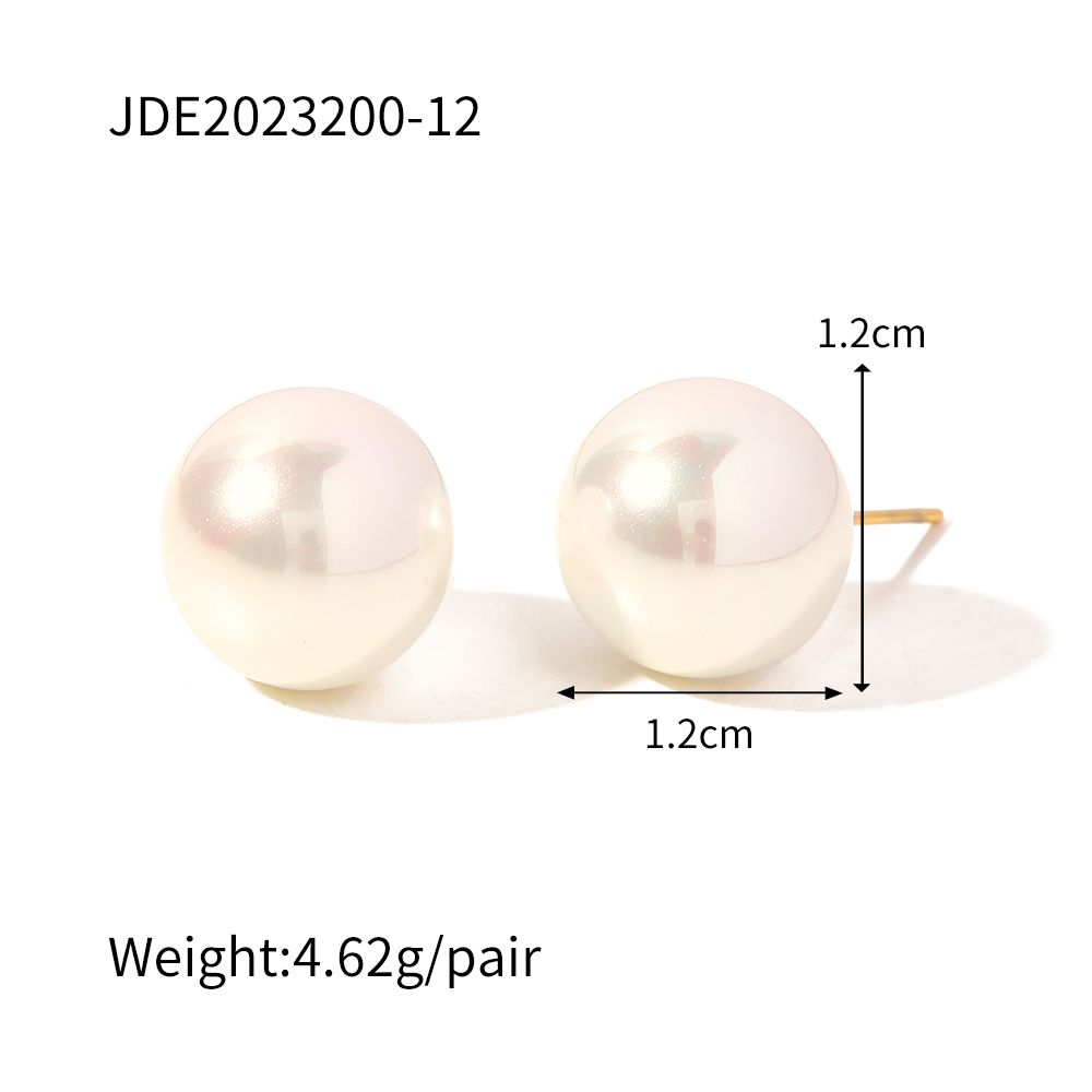 Elegant Round Stainless Steel Inlay Pearl Ear Studs 1 Pair display picture 9