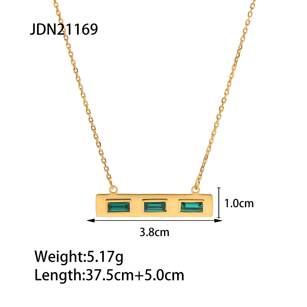 Mode Quadrat Rostfreier Stahl Inlay Zirkon Halskette Mit Anhänger 1 Stück display picture 5